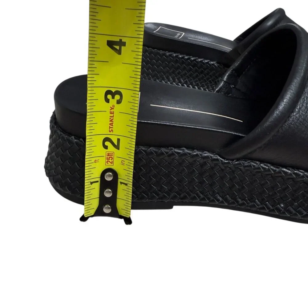 Dolce Vita Wimsyn Black Leather Slip On Platform Sandals Women's size 8